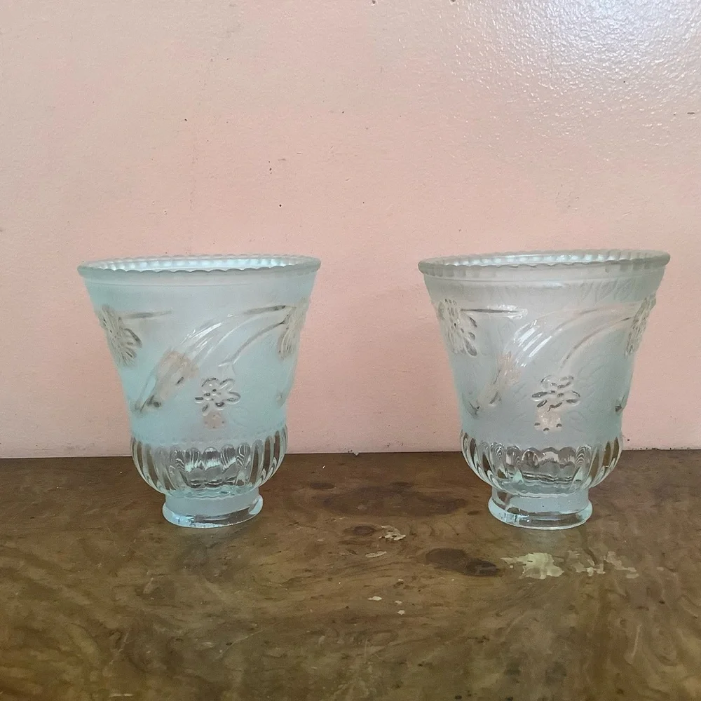 Clear /Frosted Glass Shades Pendant Sconce Set of 2 Ribbed 1.15/16”Fitter Heavy